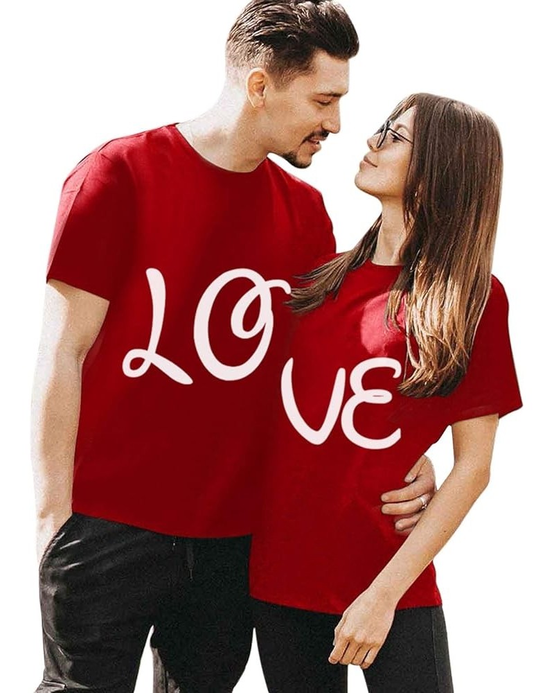 Couples Matching Shirts for Him and Her Men Women LO VE Print Valentine's Day Short Sleeve Couple T-Shirt Blouse Tops Women 0...