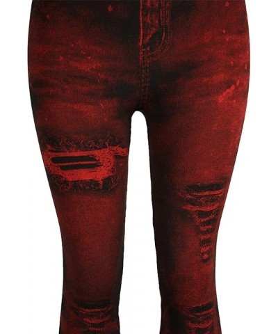 Stretch Leggings for Women Jean Look Stretchy Graphic Tights Ankle-Length Butt Lift Holiday Tights Plus Size Sr10-red $6.47 L...