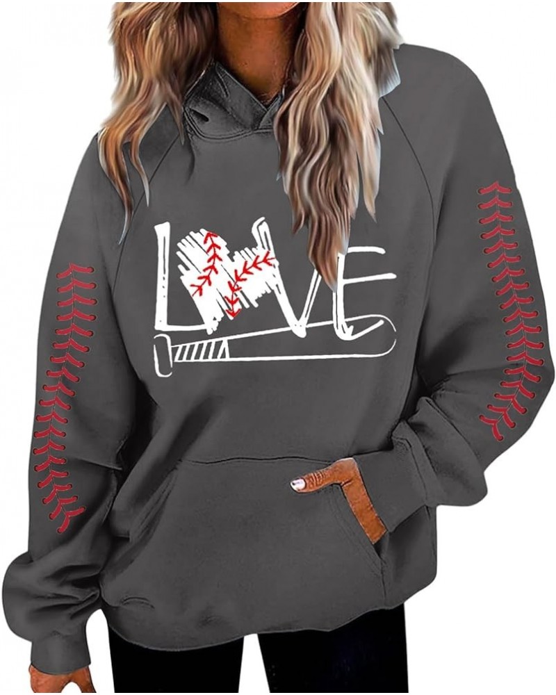 Loose Fit Western Hoodies for Women Love Heart Print Casual Oversized Hoodies for Teen Womens Pullover Sweatshirts A_dark Gra...