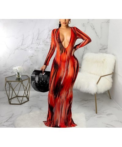 Women's Bodycon Ribbed Long Dresses Deep V Neck Long Sleeves Club Night Party Sweater Dress 10641 $22.03 Dresses