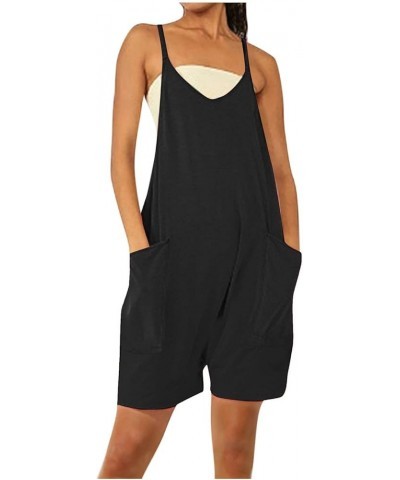 Short Summer Rompers for Women 2024 Loose Sleeveless Shorts Jumpsuit Spaghetti Strap Overall Shorts Casual Romper Black $5.03...