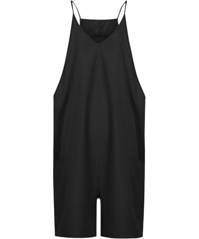 Short Summer Rompers for Women 2024 Loose Sleeveless Shorts Jumpsuit Spaghetti Strap Overall Shorts Casual Romper Black $5.03...