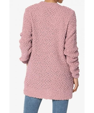 Women's S~3X Cozy Button Down V-Neck Teddy Knit Sweater Cardigan w/Pockets Light Rose $18.33 Sweaters