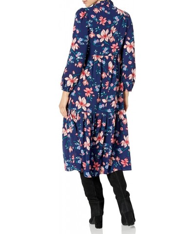 Women's Casual Midi Shirt Dress Navy Muti $49.69 Dresses