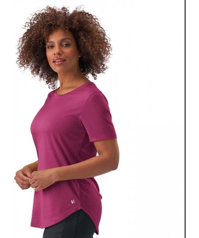 Womens Tech Short Sleeve Crewneck Workout Tshirt Available in Plus Size Mulberry Wine $8.67 Activewear