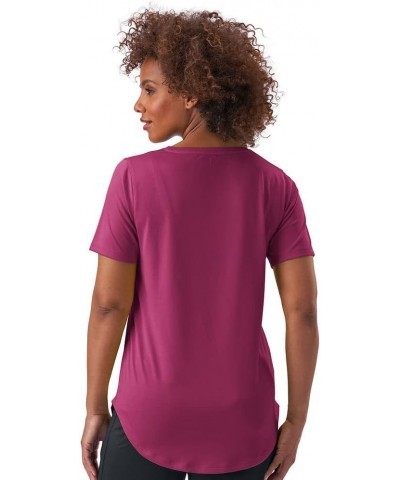 Womens Tech Short Sleeve Crewneck Workout Tshirt Available in Plus Size Mulberry Wine $8.67 Activewear