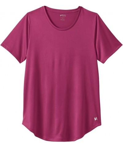 Womens Tech Short Sleeve Crewneck Workout Tshirt Available in Plus Size Mulberry Wine $8.67 Activewear