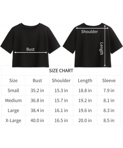 Women's Casual Loose Short Sleeve Crop Top Basic Solid Crop Crew Neck Tee Shirts 115-2 Packs-white+black/O-neck $9.20 T-Shirts