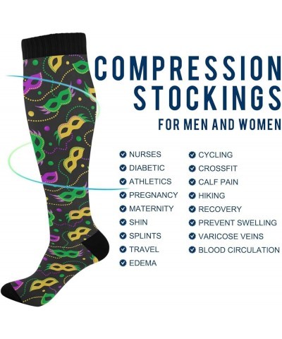 Mushrooms Women's Compression Socks Athletic Tube Sock Knee High Socks Outdoor Sport Socks For Running Hiking Travel Multicol...