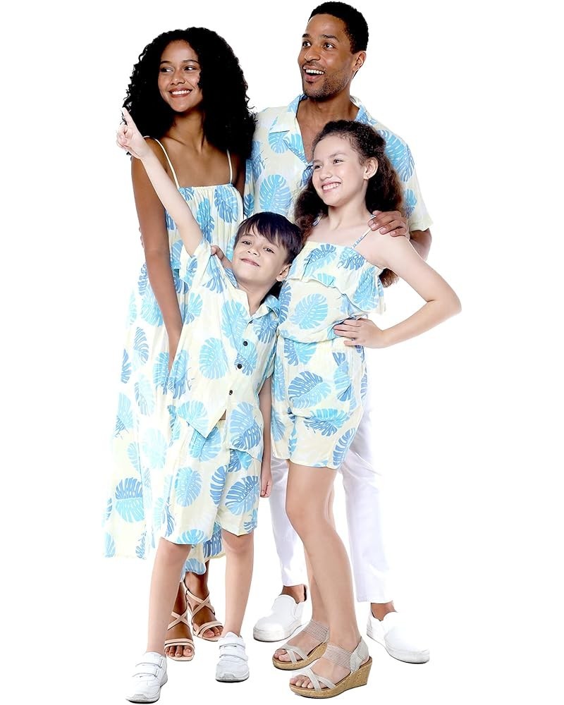 Matchable Family Hawaiian Luau Men Women Girl Boy Clothes in Pacific Palm Cream Women Women Tank Top $11.00 Tops