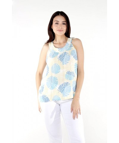 Matchable Family Hawaiian Luau Men Women Girl Boy Clothes in Pacific Palm Cream Women Women Tank Top $11.00 Tops