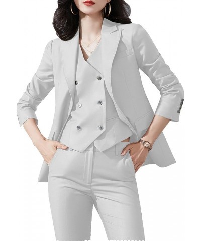 Womens 3 Pc Suit Casual Blazer Office Jacket Lady Work Open Front Cardigan Suits Set (Jacket+Vest+Pants) Teal $29.07 Suits