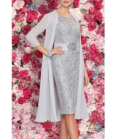 2 Pieces Tea Length Mother of The Bride Dresses for Wedding Beaded Lace Appliques Formal Evening Gowns with Jacket White $46....