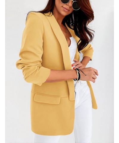 Women's 2023 Fall Casual Blazers Long Sleeve Open Front Blazers Work Office Jacket Blazer Yellow $23.82 Blazers