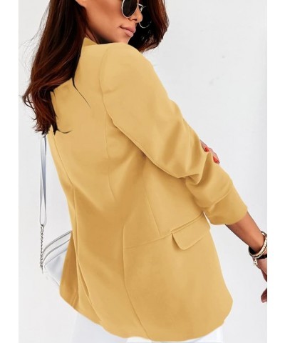 Women's 2023 Fall Casual Blazers Long Sleeve Open Front Blazers Work Office Jacket Blazer Yellow $23.82 Blazers