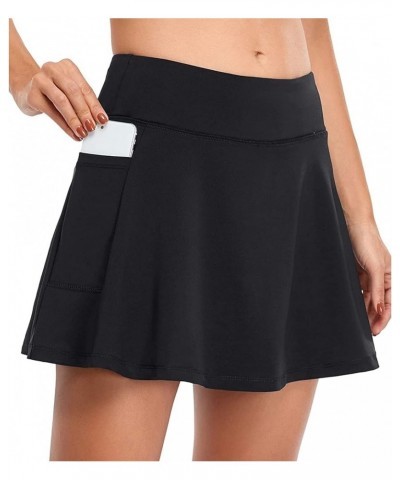 Tennis Skirts for Women Elastic Athletic Golf Skorts with Pockets Black $6.59 Skorts