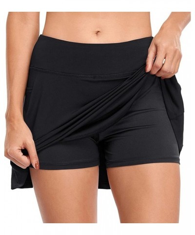 Tennis Skirts for Women Elastic Athletic Golf Skorts with Pockets Black $6.59 Skorts