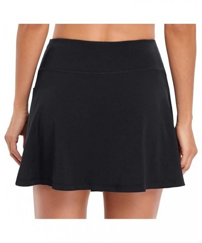 Tennis Skirts for Women Elastic Athletic Golf Skorts with Pockets Black $6.59 Skorts