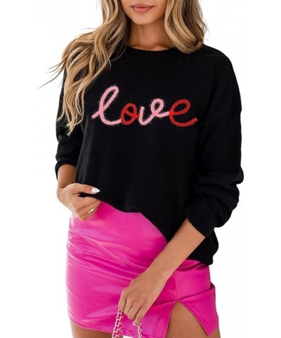 Women 2024 Casual Holiday Sweaters Long Sleeve Round Neck Cable Knit Pullover Sweatshirt Tops A-vdblack02 $15.97 Sweaters