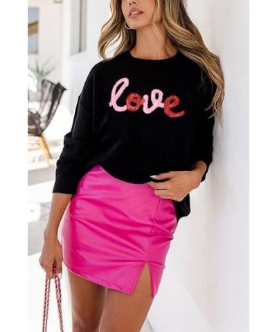 Women 2024 Casual Holiday Sweaters Long Sleeve Round Neck Cable Knit Pullover Sweatshirt Tops A-vdblack02 $15.97 Sweaters