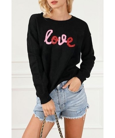 Women 2024 Casual Holiday Sweaters Long Sleeve Round Neck Cable Knit Pullover Sweatshirt Tops A-vdblack02 $15.97 Sweaters