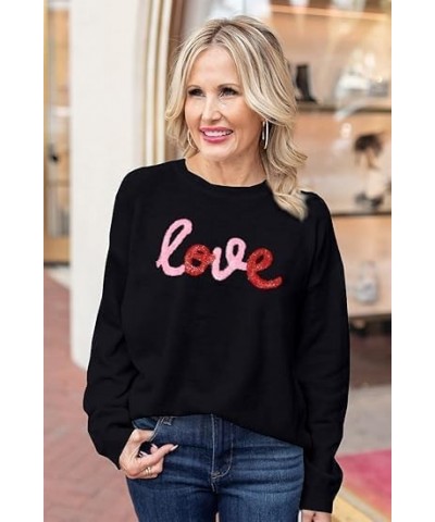 Women 2024 Casual Holiday Sweaters Long Sleeve Round Neck Cable Knit Pullover Sweatshirt Tops A-vdblack02 $15.97 Sweaters