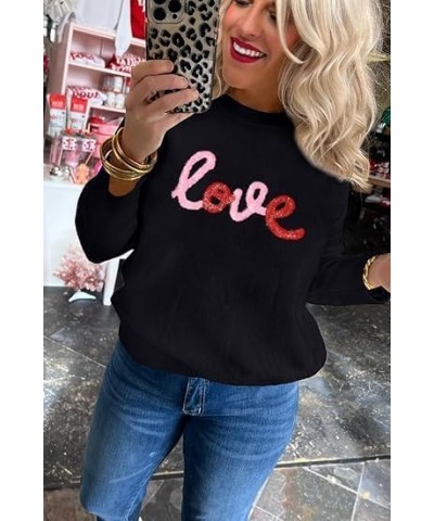 Women 2024 Casual Holiday Sweaters Long Sleeve Round Neck Cable Knit Pullover Sweatshirt Tops A-vdblack02 $15.97 Sweaters