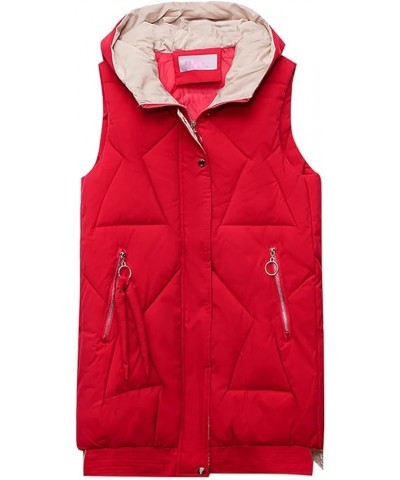 Puffer Vest for Women Long Quilted Down Jackets Vest With Hoodie Sleeveless Winter Padded Jacket Coat Puffy Outerwear Oversiz...