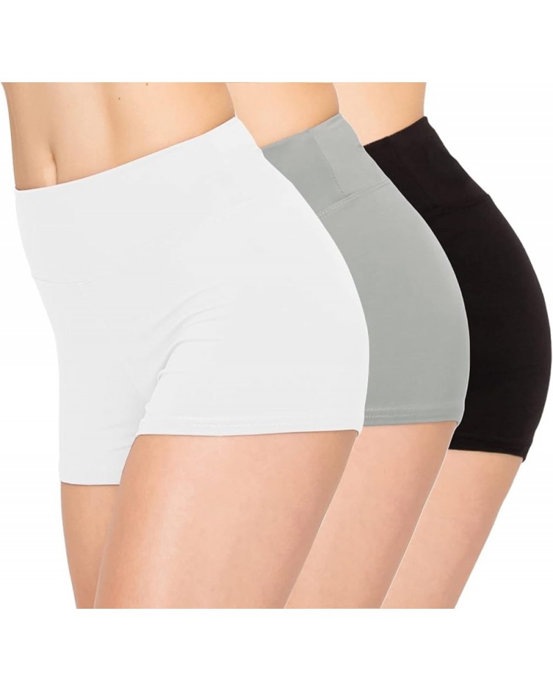 3 Pack Yoga Shorts – Super Soft Slip Shorts for Women Sho 3p Black/White/Grey $20.13 Activewear