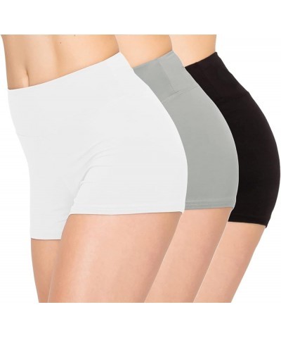 3 Pack Yoga Shorts – Super Soft Slip Shorts for Women Sho 3p Black/White/Grey $20.13 Activewear