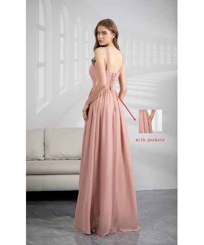 Women's Halter Chiffon Bridesmaid Dresses High Low for Wedding A-Line Pleated Formal Gown with Pockets Plum $31.34 Dresses