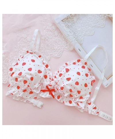 Women Cute Lingerie Set Sweet Strawberry Bikini Wirless Bra and Panty - 100% Cotton Strawberry $10.25 Swimsuits