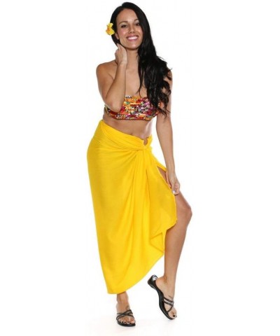 Sarong for Women Beach Sarong Pareo Womens Semi-Sheer Swimsuit Cover Ups Solid Color Wrap Fringeless™ Yellow $12.60 Swimsuits