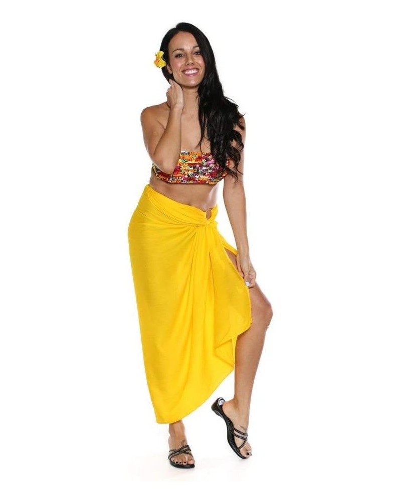 Sarong for Women Beach Sarong Pareo Womens Semi-Sheer Swimsuit Cover Ups Solid Color Wrap Fringeless™ Yellow $12.60 Swimsuits