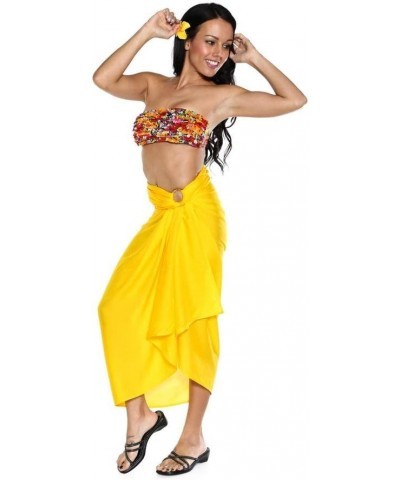 Sarong for Women Beach Sarong Pareo Womens Semi-Sheer Swimsuit Cover Ups Solid Color Wrap Fringeless™ Yellow $12.60 Swimsuits