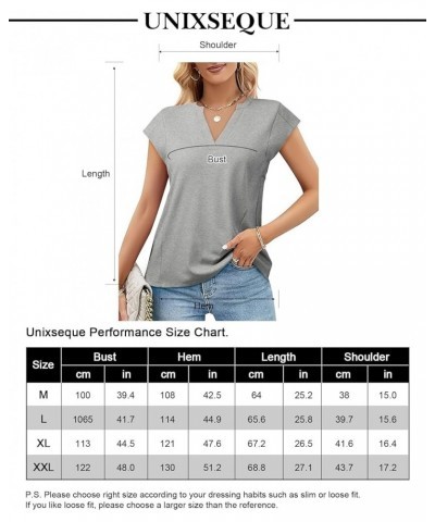 Women's Casual Tops Business Work Blouses Cotton Cap Sleeve V Neck Tshirt Grey $15.39 Tanks