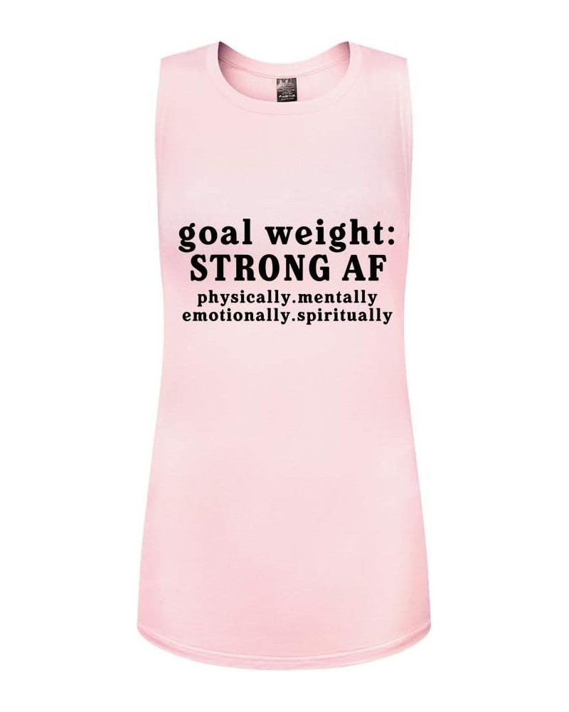 Workout Tank Tops for Women-Goal Weight Womens Funny Saying Fitness Gym Racerback Sleeveless Shirts Lightpink-muscle Tank $13...