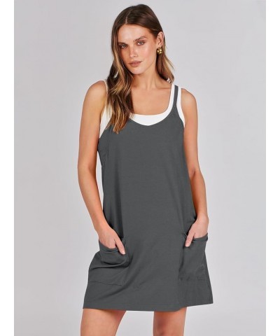 Women 2024 Summer Mini Dress Casual Sleeveless Built in Shapewear Short Sundress Tennis Athletic Onesie Dark Gray $15.75 Acti...