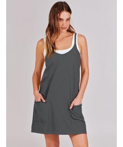 Women 2024 Summer Mini Dress Casual Sleeveless Built in Shapewear Short Sundress Tennis Athletic Onesie Dark Gray $15.75 Acti...