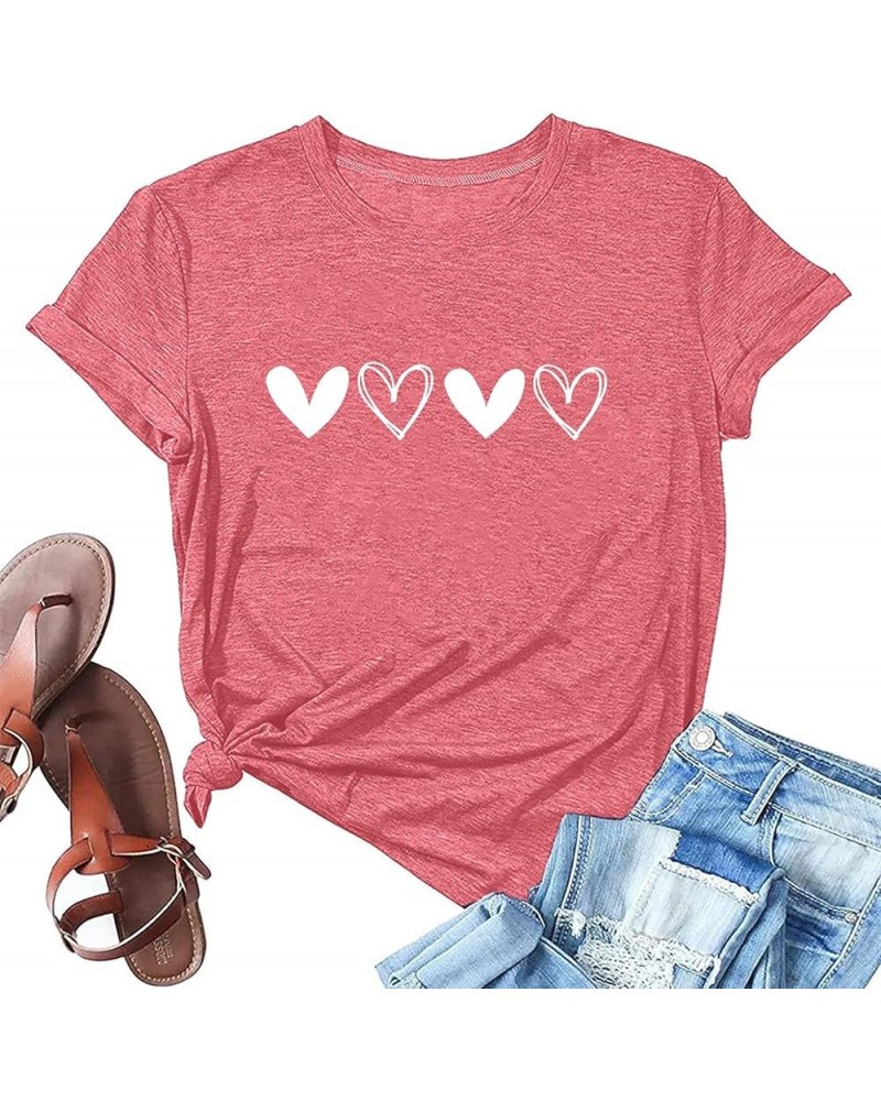 Women's Valentine's Day Shirts Retro Candy Heart Teacher You are Enough Graphic Short Sleeve Tee T27-pink $11.21 T-Shirts