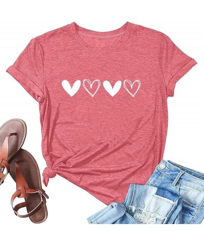 Women's Valentine's Day Shirts Retro Candy Heart Teacher You are Enough Graphic Short Sleeve Tee T27-pink $11.21 T-Shirts