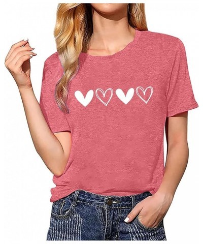 Women's Valentine's Day Shirts Retro Candy Heart Teacher You are Enough Graphic Short Sleeve Tee T27-pink $11.21 T-Shirts