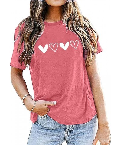 Women's Valentine's Day Shirts Retro Candy Heart Teacher You are Enough Graphic Short Sleeve Tee T27-pink $11.21 T-Shirts