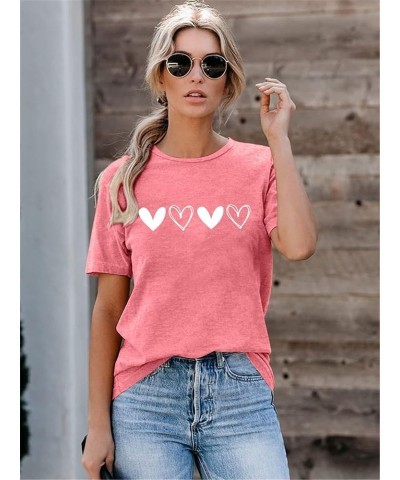 Women's Valentine's Day Shirts Retro Candy Heart Teacher You are Enough Graphic Short Sleeve Tee T27-pink $11.21 T-Shirts