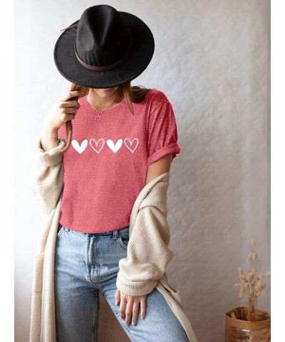 Women's Valentine's Day Shirts Retro Candy Heart Teacher You are Enough Graphic Short Sleeve Tee T27-pink $11.21 T-Shirts