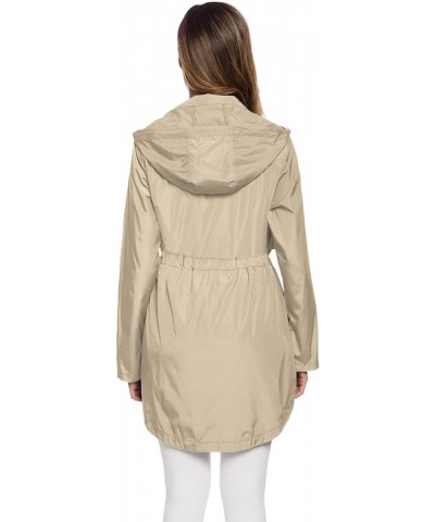 Women's Long Raincoat with Hood Outdoor Lightweight Windbreaker Rain Jacket Waterproof Apricot $20.78 Coats