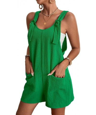 Women's Summer Shorts Overalls Rompers Sleeveless Jumpsuits with Adjustable Strap Knot Front Patched Pockets Solid Green $19....