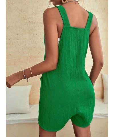 Women's Summer Shorts Overalls Rompers Sleeveless Jumpsuits with Adjustable Strap Knot Front Patched Pockets Solid Green $19....