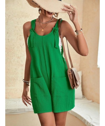 Women's Summer Shorts Overalls Rompers Sleeveless Jumpsuits with Adjustable Strap Knot Front Patched Pockets Solid Green $19....