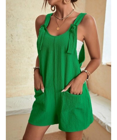 Women's Summer Shorts Overalls Rompers Sleeveless Jumpsuits with Adjustable Strap Knot Front Patched Pockets Solid Green $19....